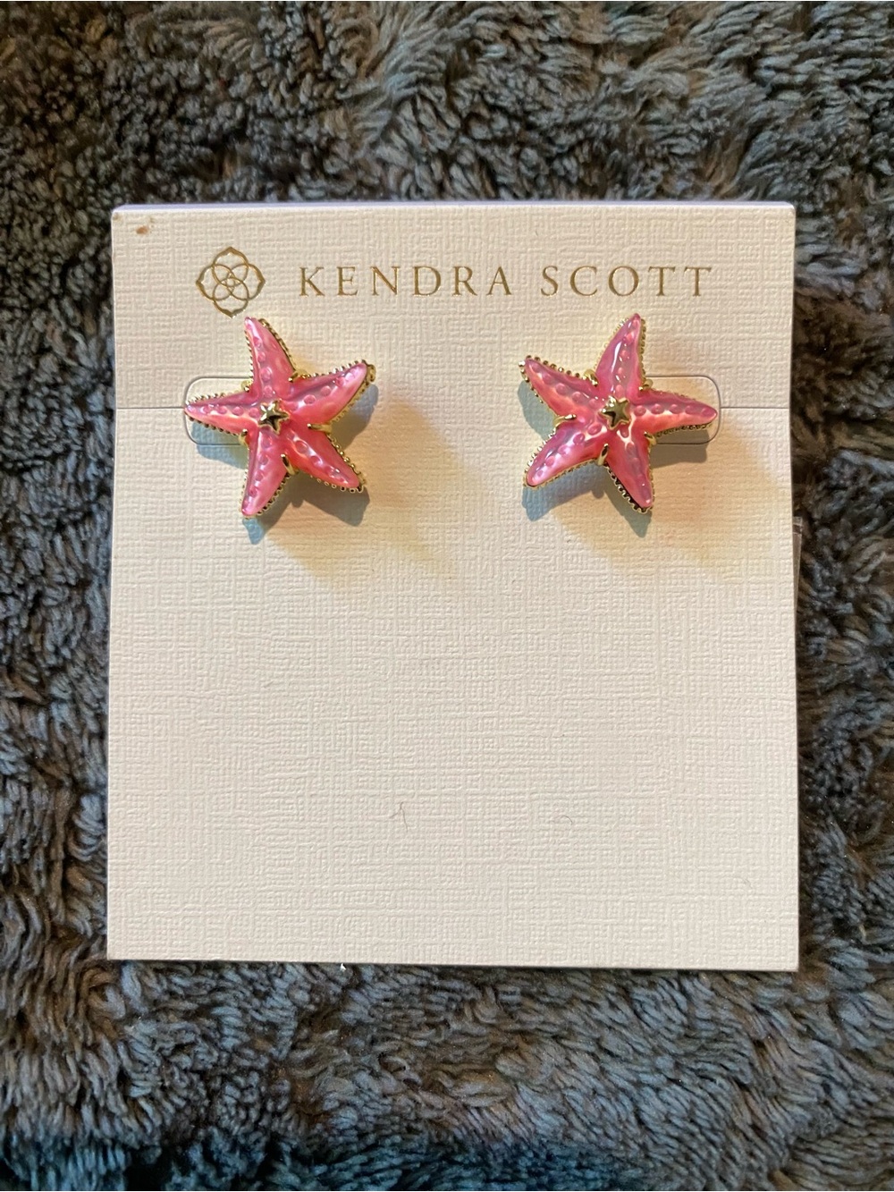 BNWT Kendra Scott Parker Starfish Gold w/Pink Mother-of-Pearl Stud Earrings $85